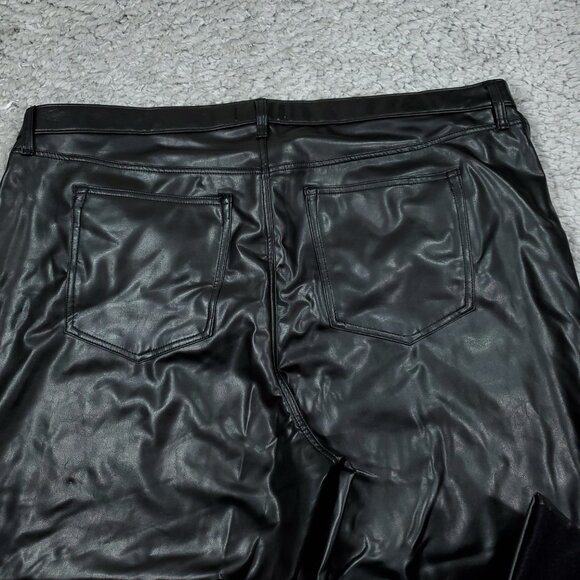 Abercrombie 90s Straight Ultra High Rise Denim Vegan Leather Split Jeans Size 24 - Picture 4 of 12